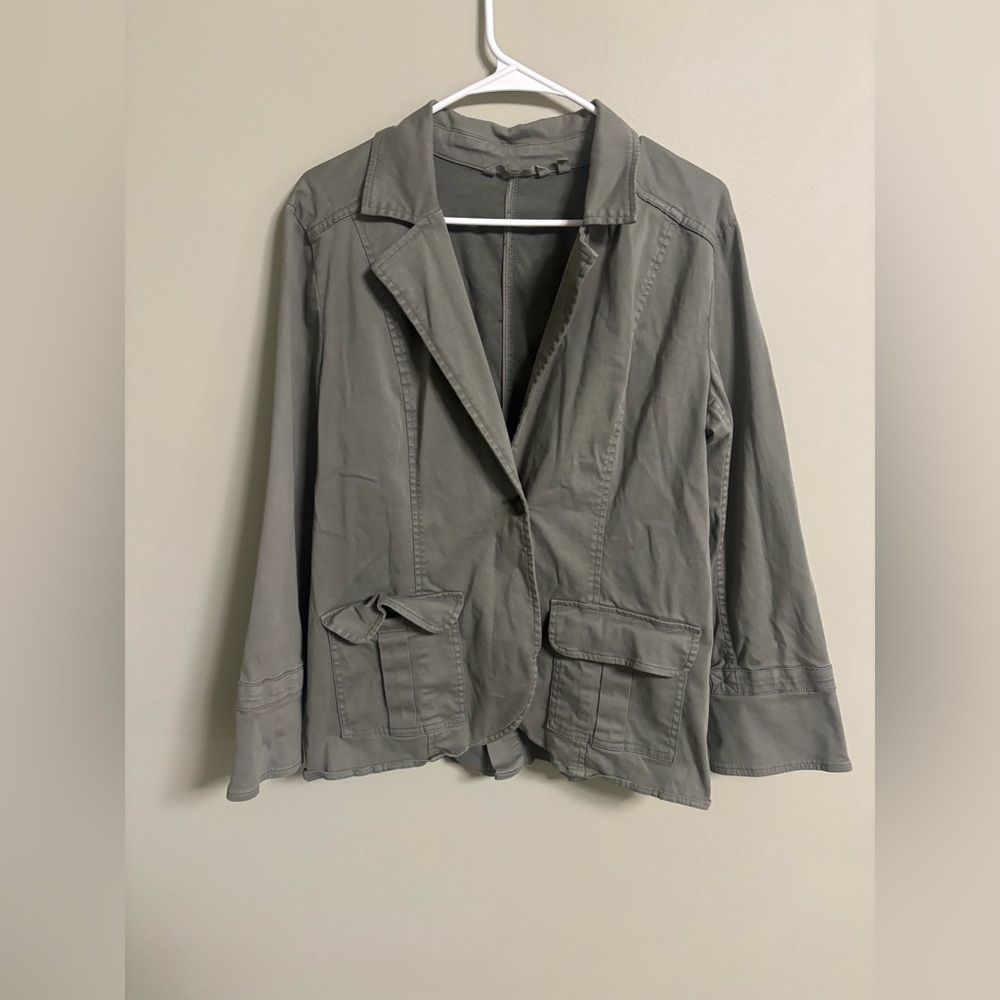 Soft Surroundings Green Utility Jacket Size Small Lightweight Casual Style Army